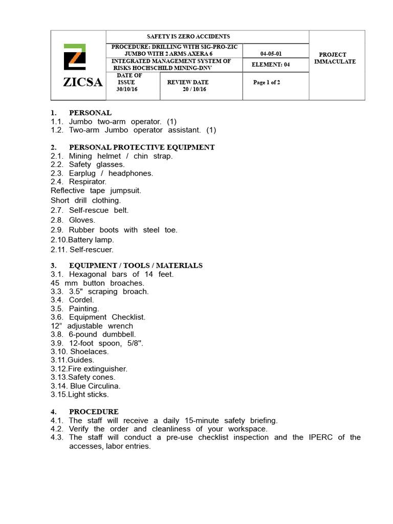 Drilling Safety Procedures for Jumbo Operators | PDF | Drill