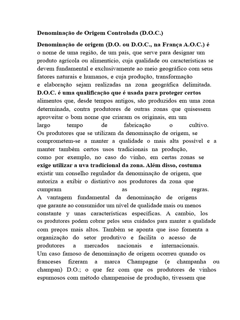 Denominação de Origem Controlada | PDF | Bebidas alcoólicas | Vinhos