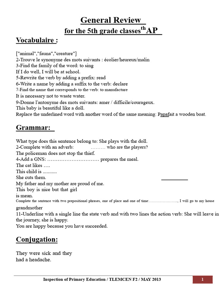 General Revision 5th Grade AP | PDF | Vocabulary | Lexical Semantics