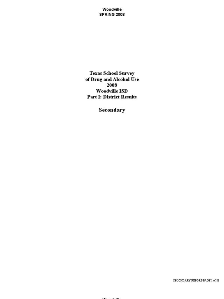 TYLER COUNTY Woodville ISD 2008 Texas School Survey of Drug and