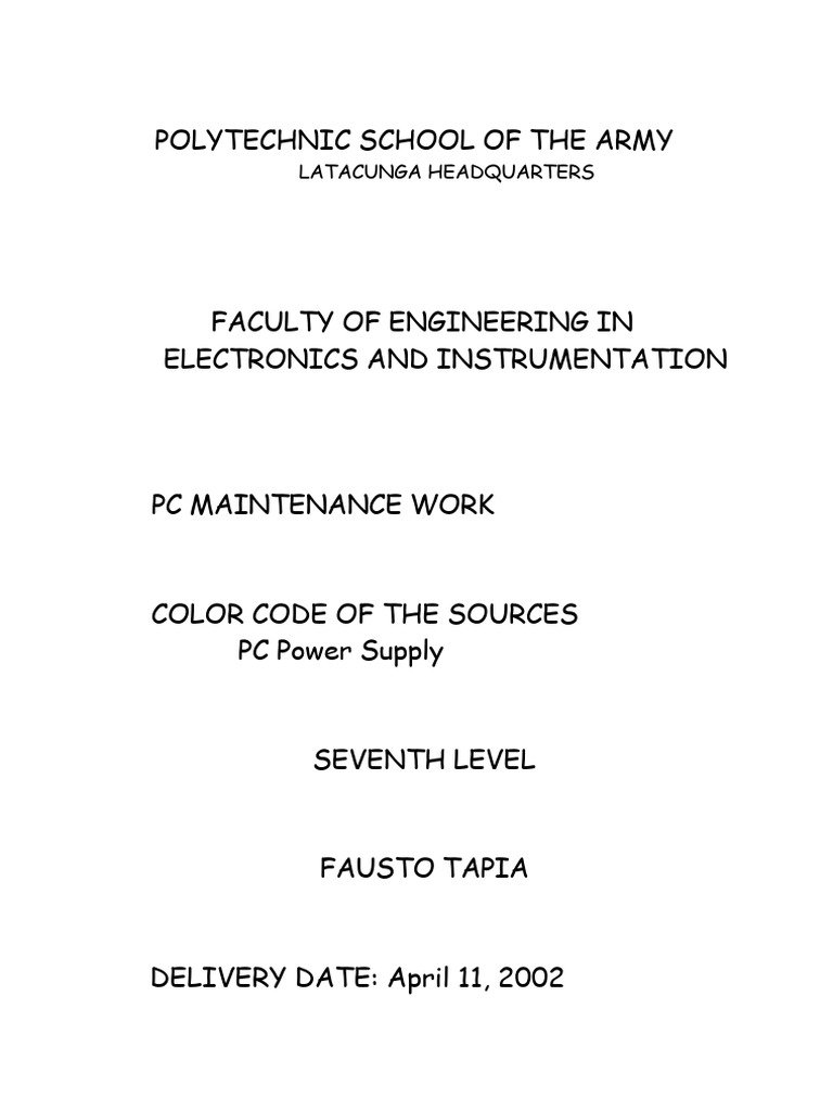 PC Power Supply Color Code Guide | PDF