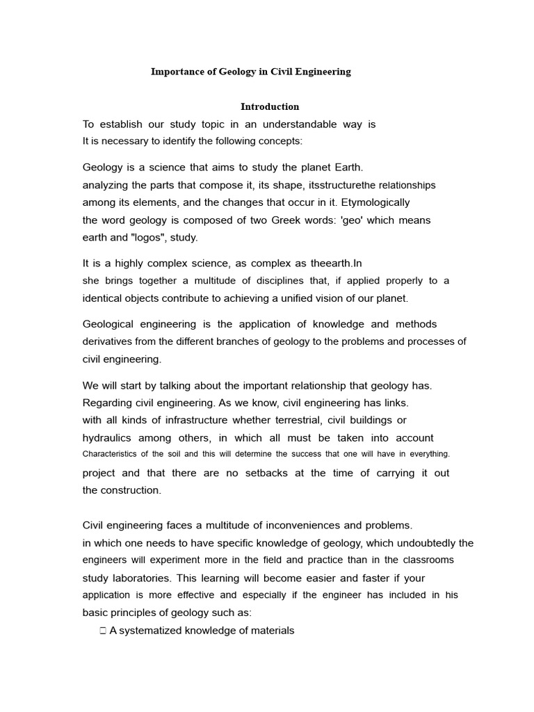 Geology's Role in Civil Engineering Projects | PDF | Lime (Material ...