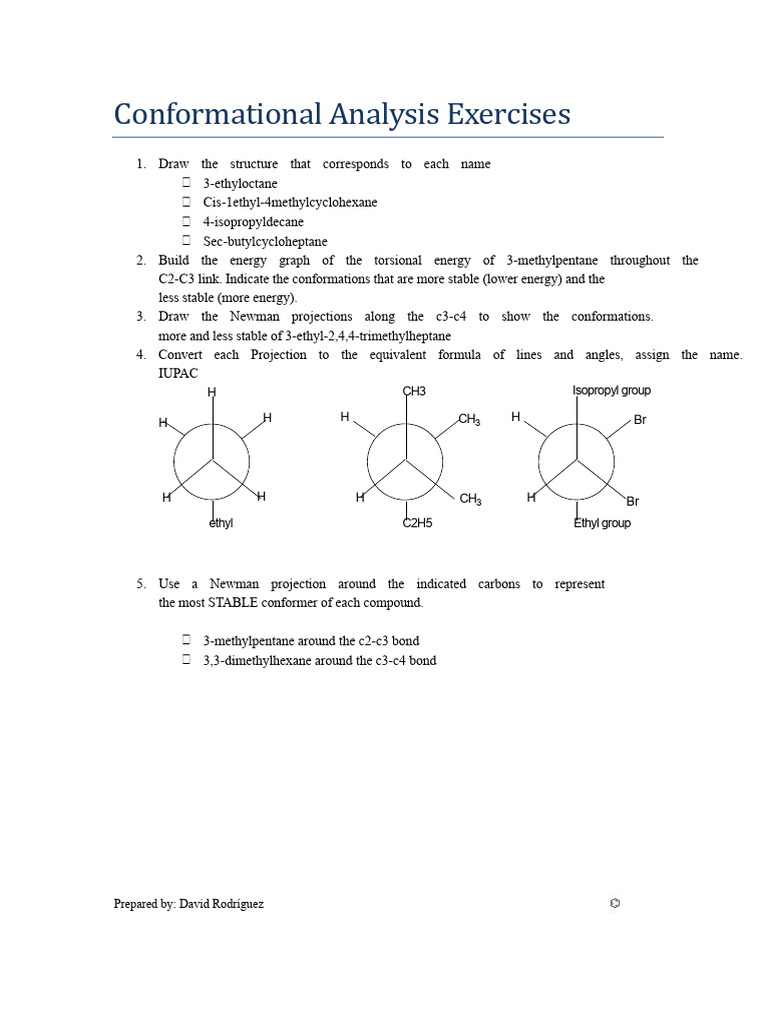 Conformational Analysis Exercises Guide | PDF