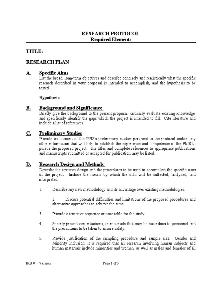 clinical research protocol example