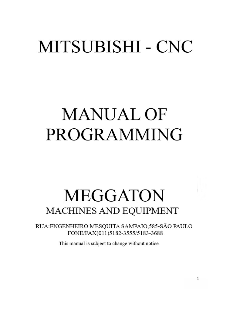 Mitsubishi CNC Programming Manual | PDF | Cartesian Coordinate System ...