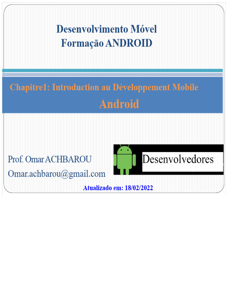 Introdução ao Desenvolvimento Android | PDF | Android (sistema ...