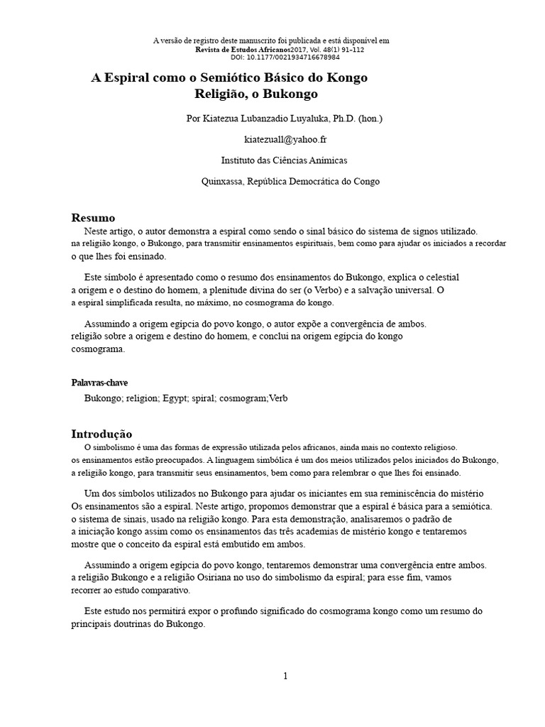 A Espiral no Simbolismo do Bukongo | PDF | Semiótica | Antigo Egito