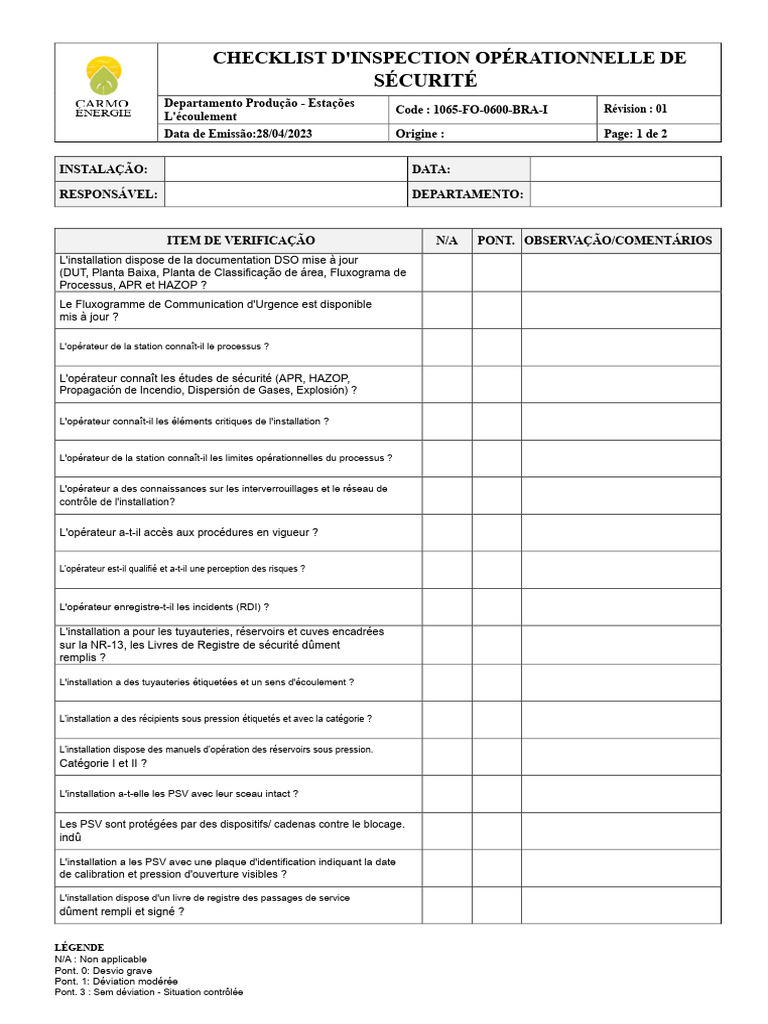 Checklist Sécurité Opérationnelle 2023 | PDF | Pont