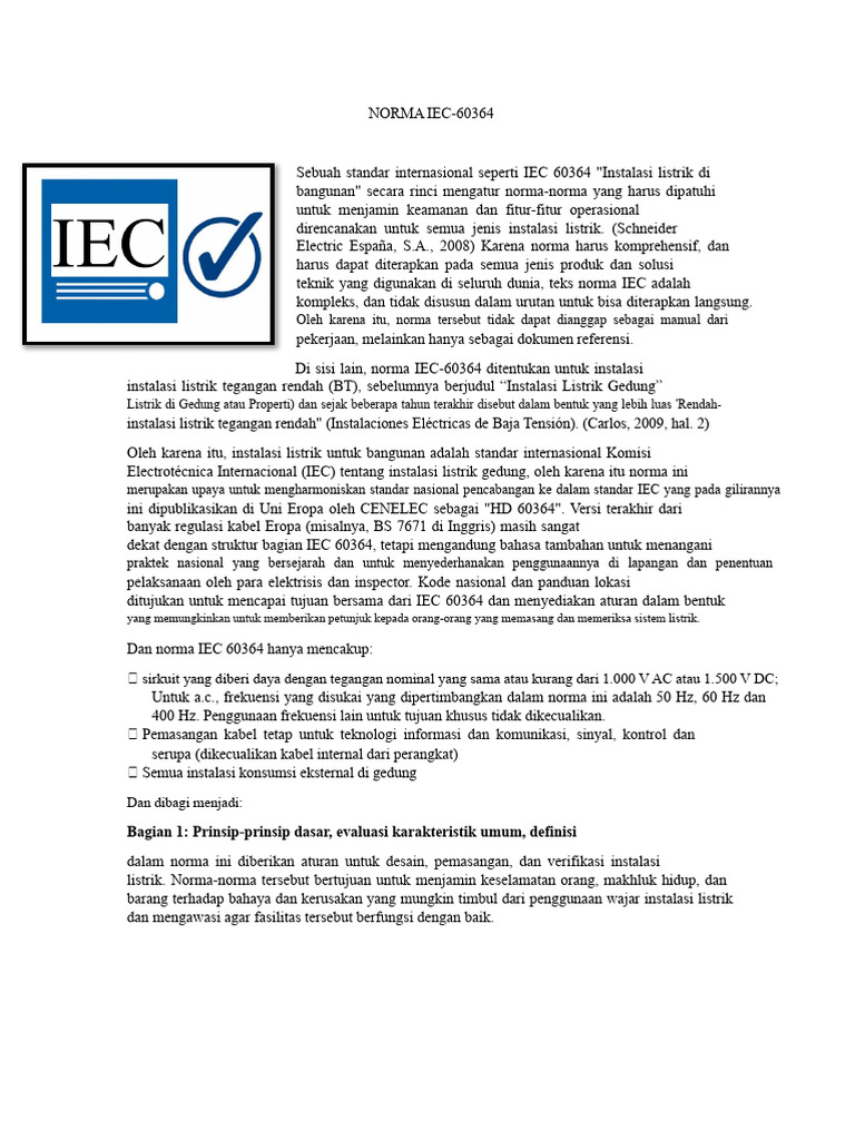 Norma IEC 60364: Instalasi Listrik Aman | PDF