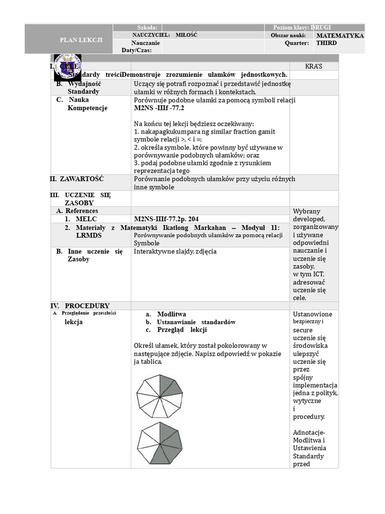MATH2 - Q3 - Porównywanie Podobnych Ułamków Używając Symboli Relacji | PDF