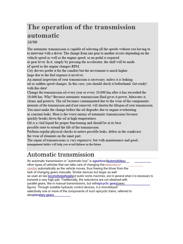 Understanding Automatic Transmissions | PDF | Automatic Transmission ...