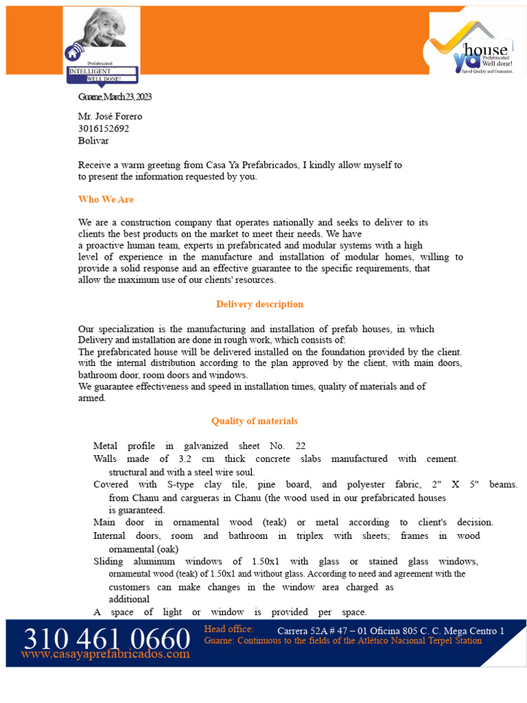 Quotation Template CasaYa Prefabricated. (1).docx | PDF | Window ...