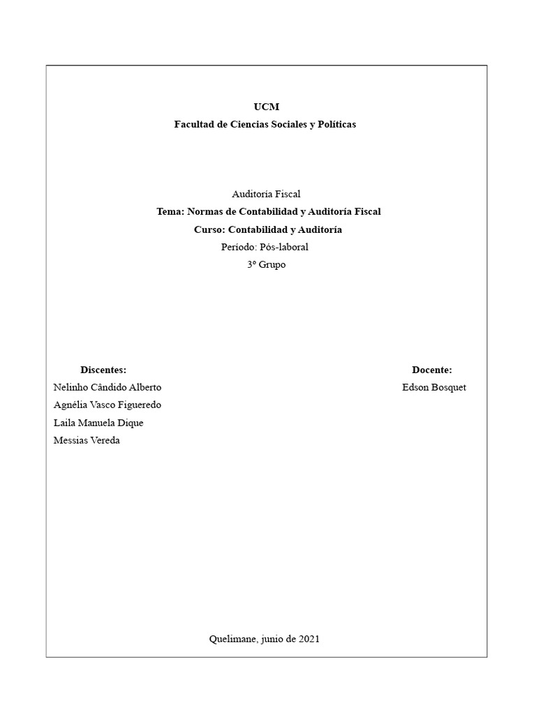 Normas de Contabilidad y Auditoría Fiscal | PDF | Contabilidad | Auditoría