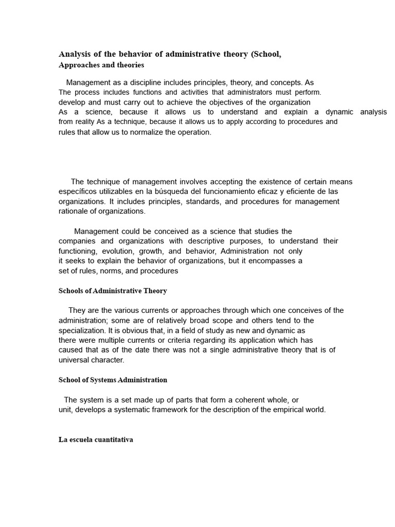 Overview of Administrative Theory Schools | PDF | Conceptual Model | System