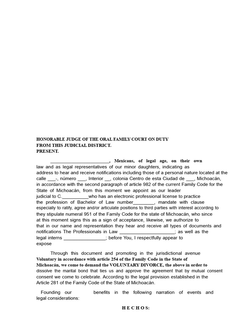 Voluntary Divorce Template | PDF | Divorce | Marriage