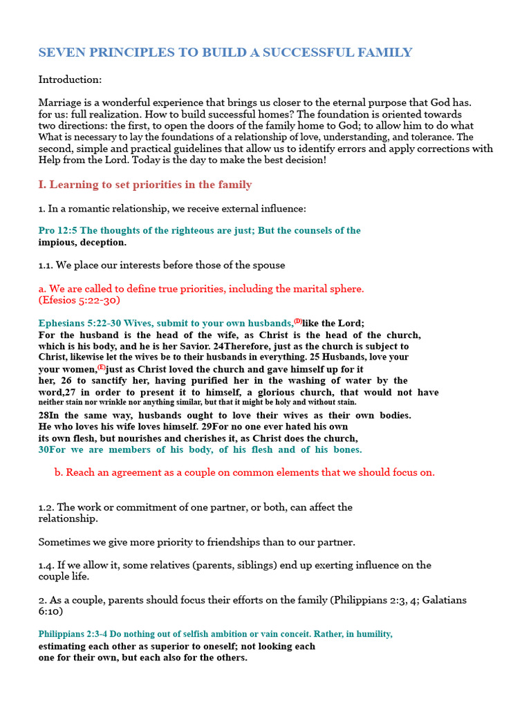 Seven Principles for a Strong Family | PDF | Wife | Marriage