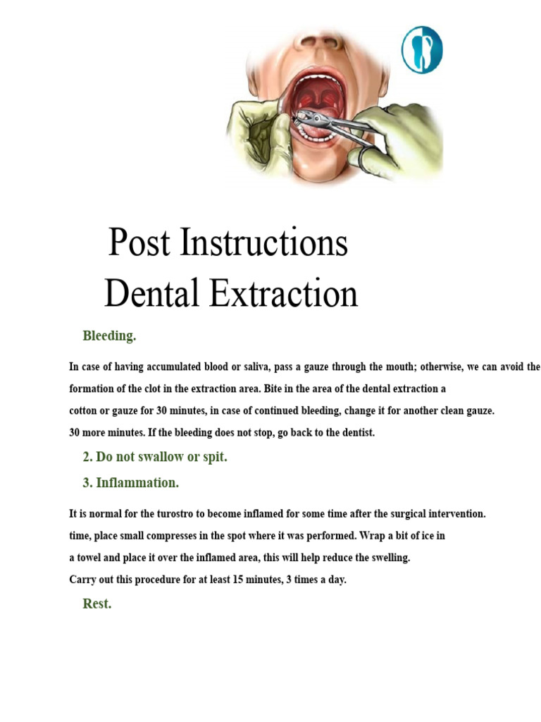 Post-Dental Extraction Instructions | PDF