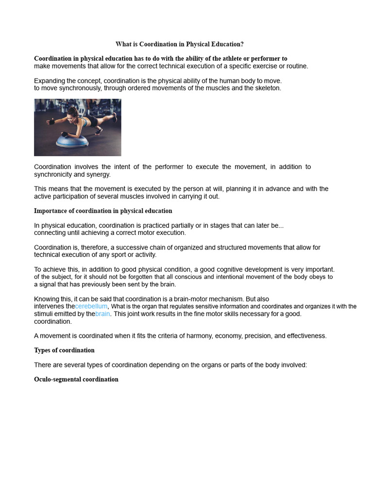 Understanding Coordination in Physical Education | PDF | Motor ...