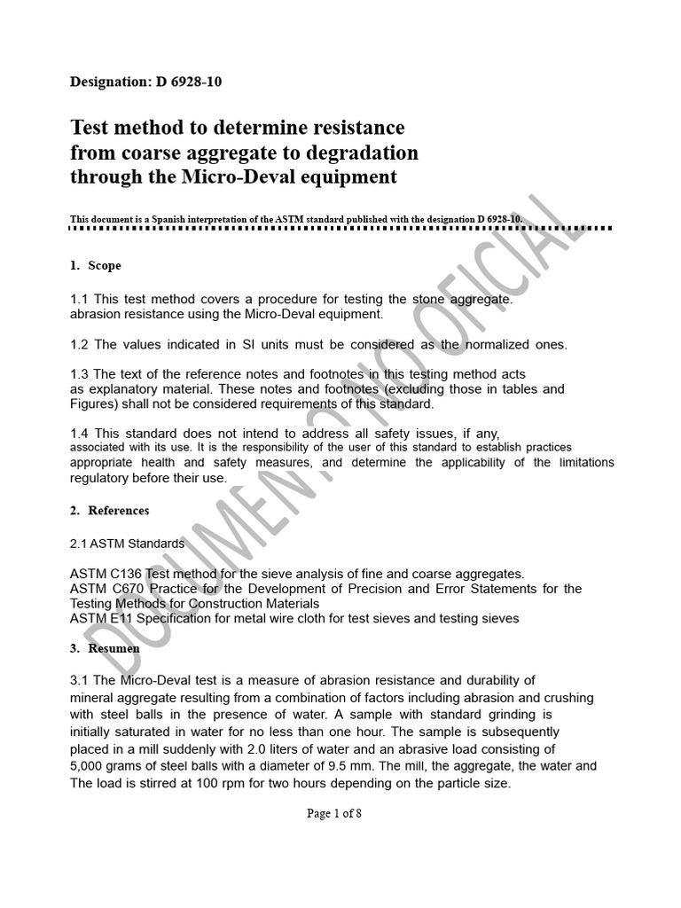 Micro-Deval Test for Aggregate Durability | PDF | Calibration ...