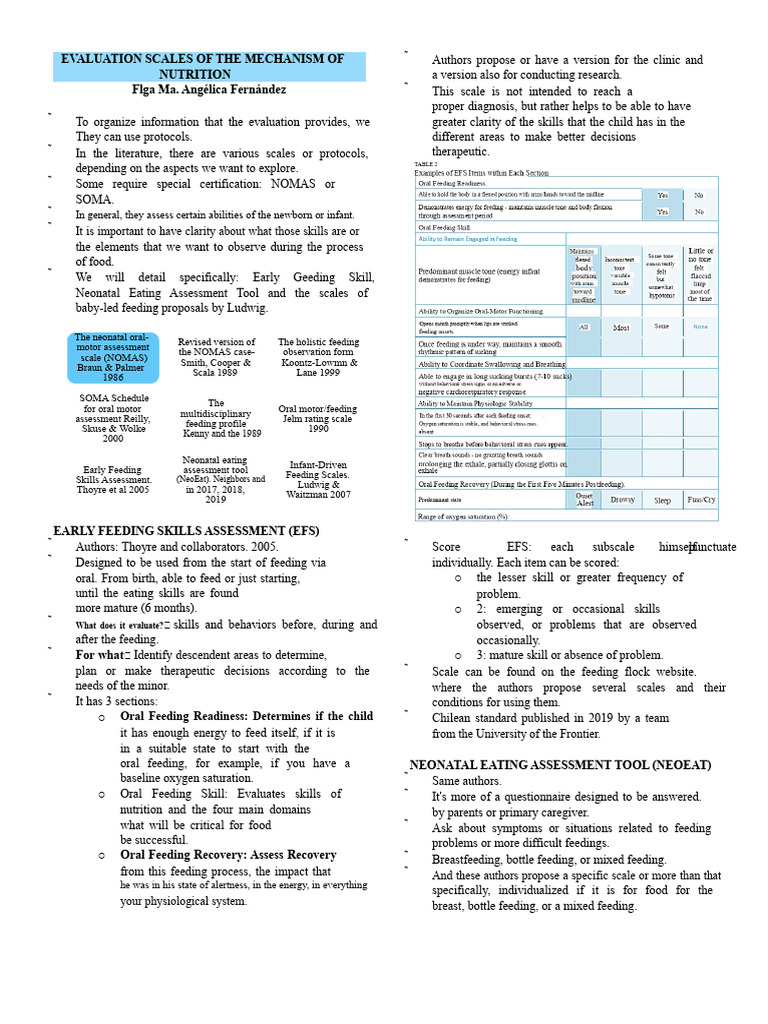 3. Evaluation scales of the feeding mechanism | PDF | Infants ...