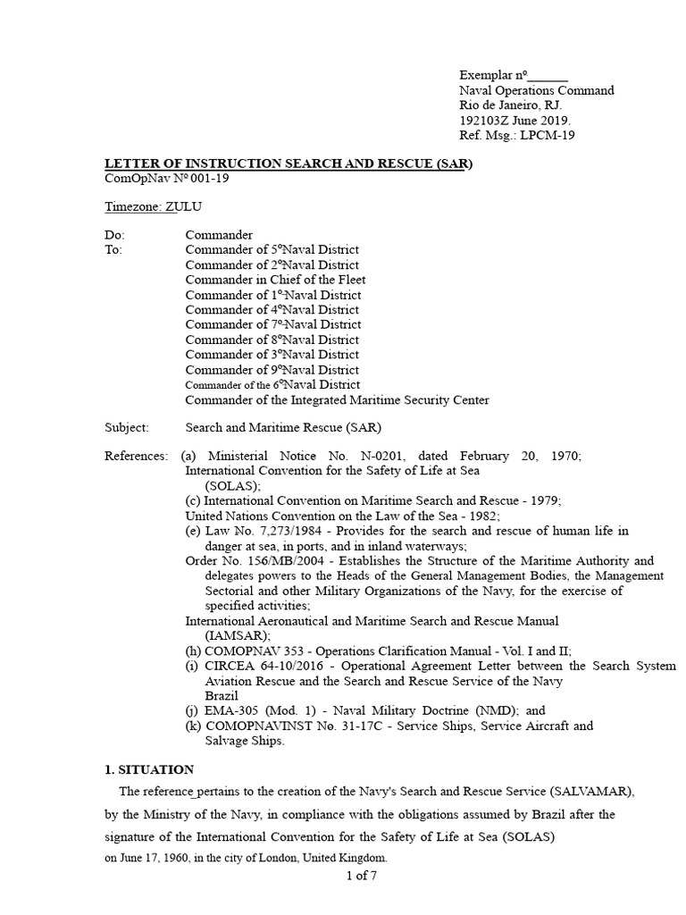 CI 001-19 SAR.pdf | PDF | Search And Rescue | Rescue