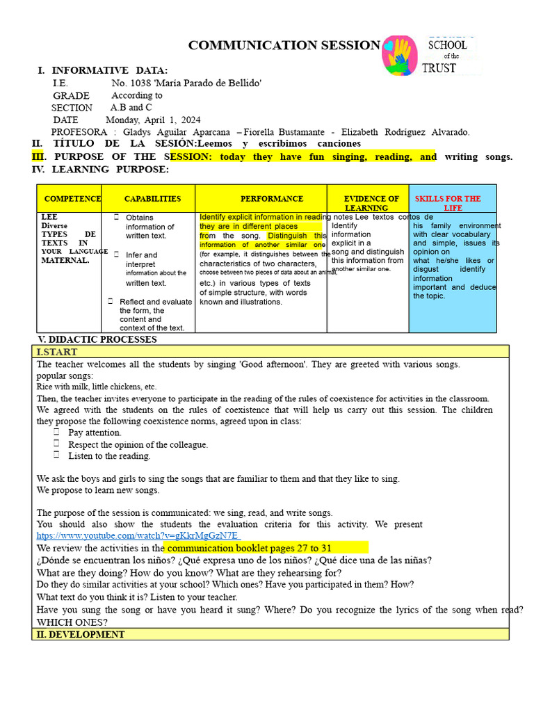 SESSION we read and write songs | PDF | Information | Learning
