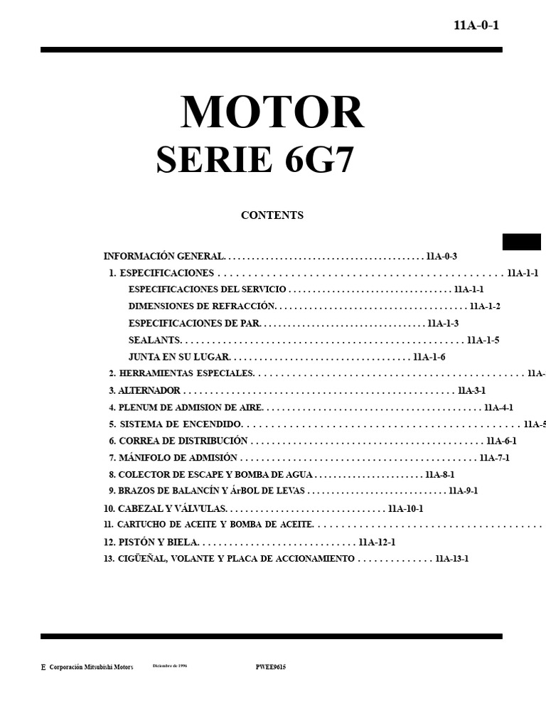 (Motor Mitsubishi 3.0l V6 6G7 d2010-01-30) 11A | PDF | Pistón | Propulsión