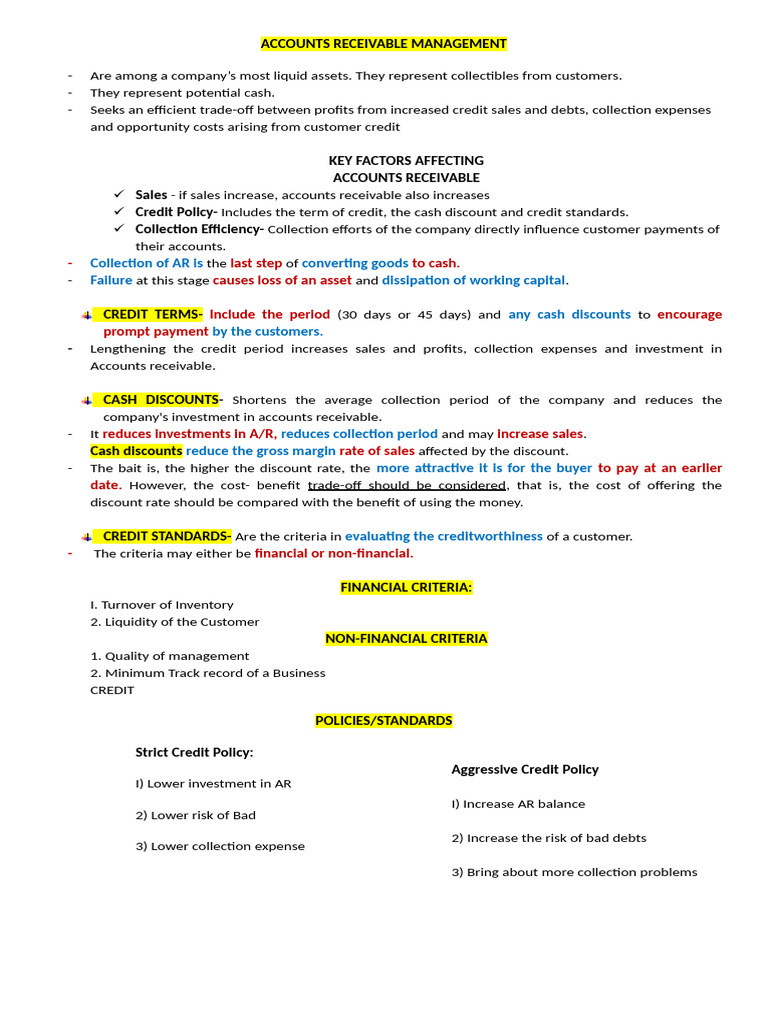 Effective Accounts Receivable Management | PDF | Inventory | Debt
