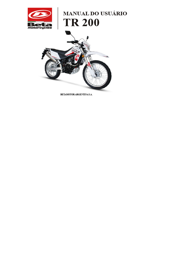 Manual do Usuário Betamotor TR 200 | PDF