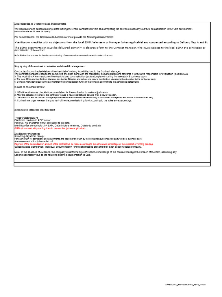 Demobilization Process for Contractors | PDF | Occupational Safety And ...