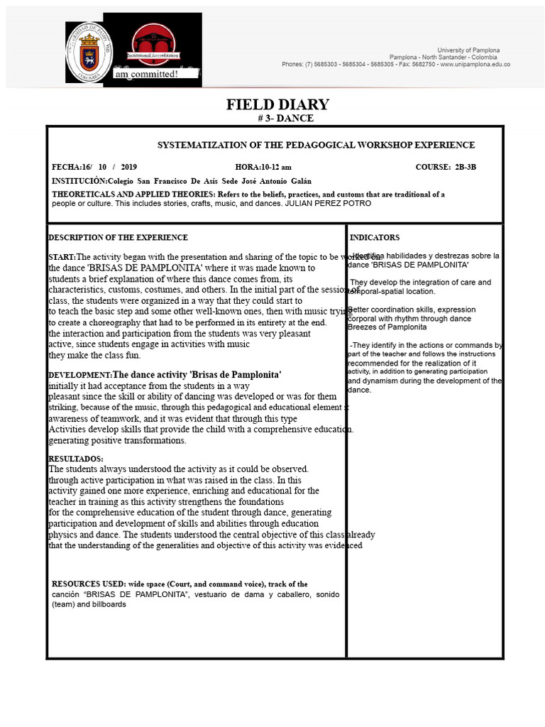 Field Diary Dance Pablo | PDF | Intelligence | Behavior Modification