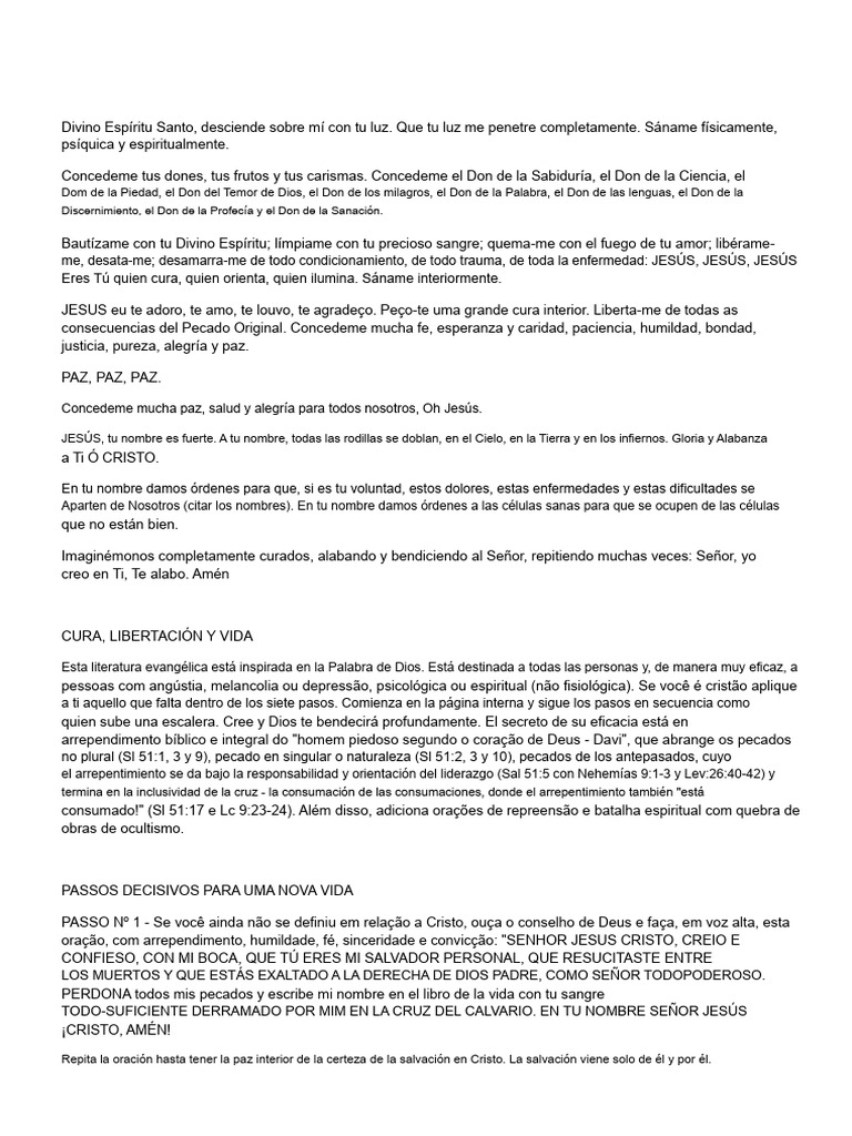 Oración de Sanación y Liberación | PDF | Cristo (título) | Oración