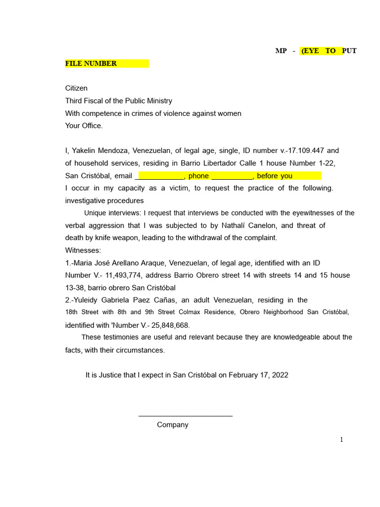 Victim Statement for Violence Case | PDF