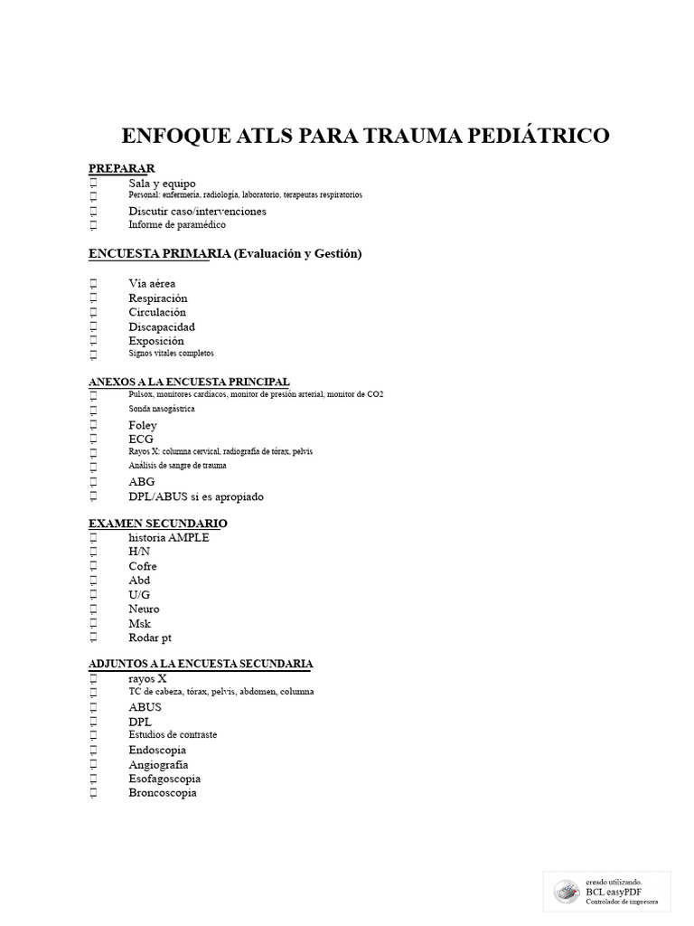 Protocolo ATLS para Trauma Pediátrico | PDF | Emergencias Médicas ...