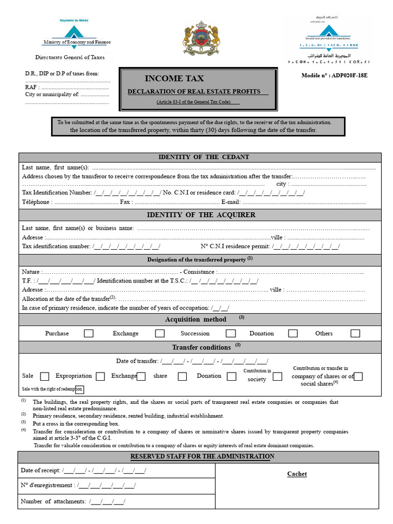 Income Tax Declaration for Real Estate | PDF | Expense | Taxes
