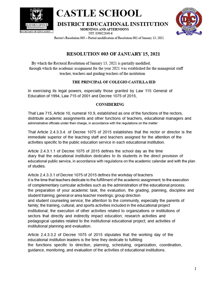 Rectoral Resolution 03 - Partial Modification of Resolution 02 Academic ...