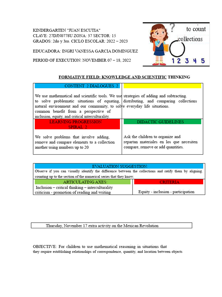 Kindergarten Math Project Overview | PDF