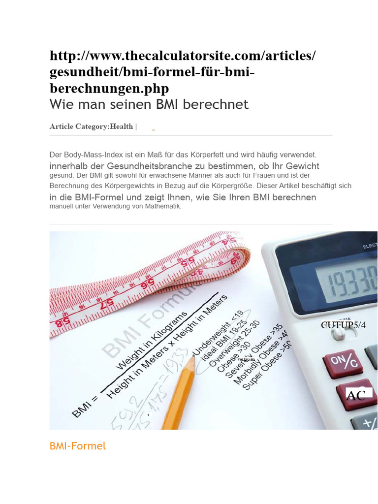 Wie Man Den BMI Berechnet | PDF