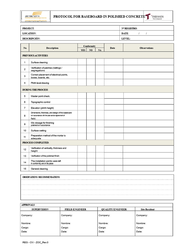 Baseboard Installation Protocol for Polished Concrete | PDF