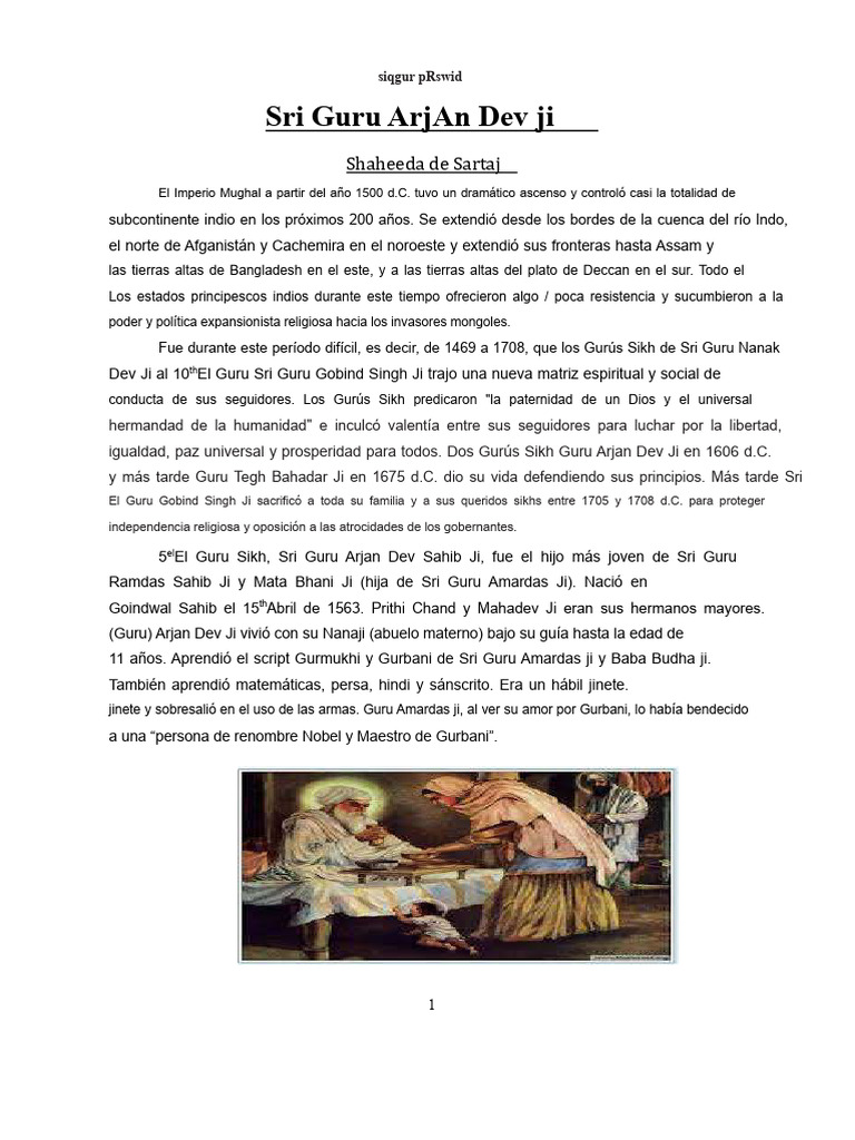 Sri Guru Arjan Dev Ji | PDF | Guru Granth Sahib | Religiones indias