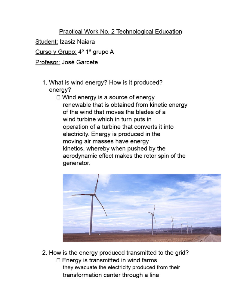 Practical Work No. 2 Technological Education. 4th 1st | PDF | Wind ...