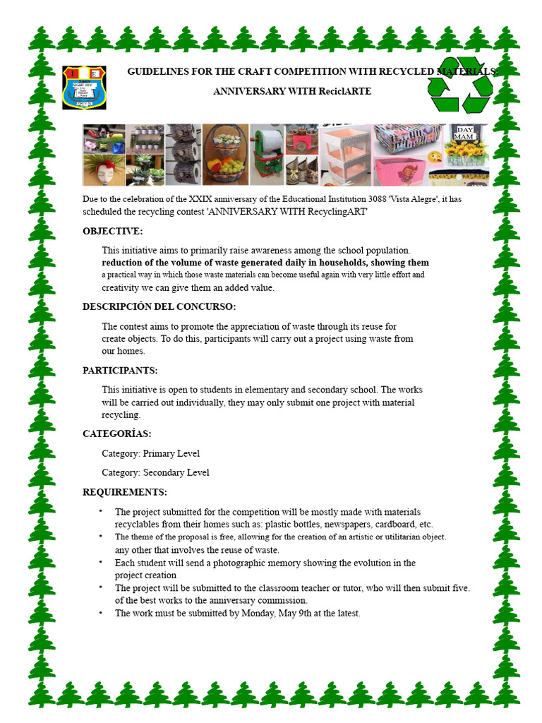Basis of The Crafts Contest With Recycled Materials | PDF | Waste ...
