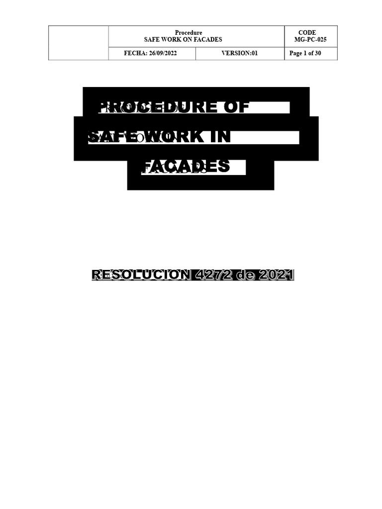 Safe Work Procedure for Facades | PDF | Occupational Safety And Health ...