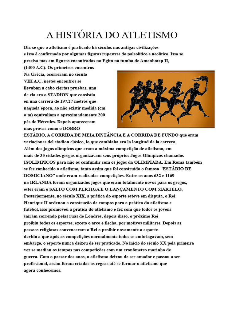 Evolução do Atletismo ao Longo da História | PDF