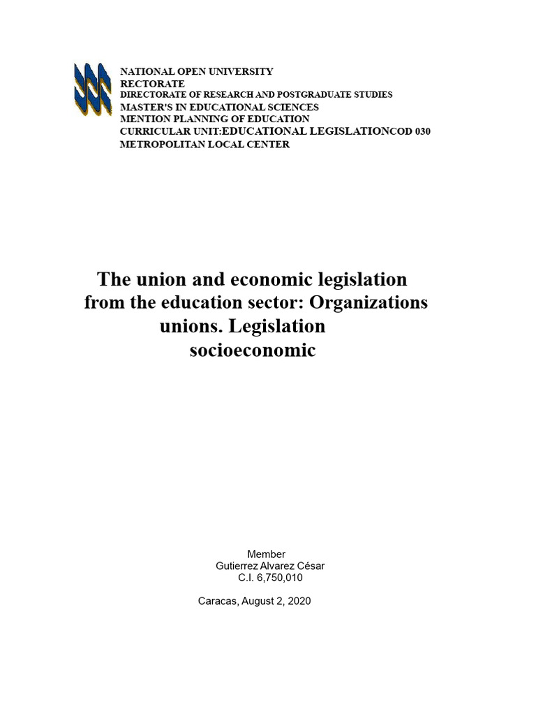 The Union and Economic Legislation of The Education Sector - Union ...