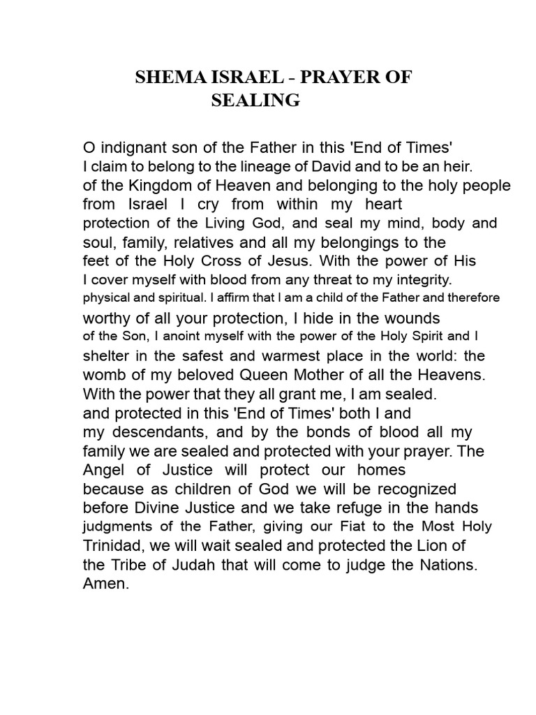 Sealing Prayer for Divine Protection | PDF