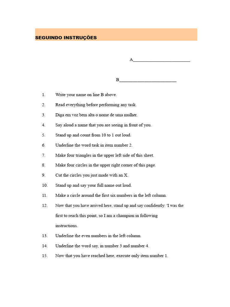 Instruction Following Exercise Guide | PDF