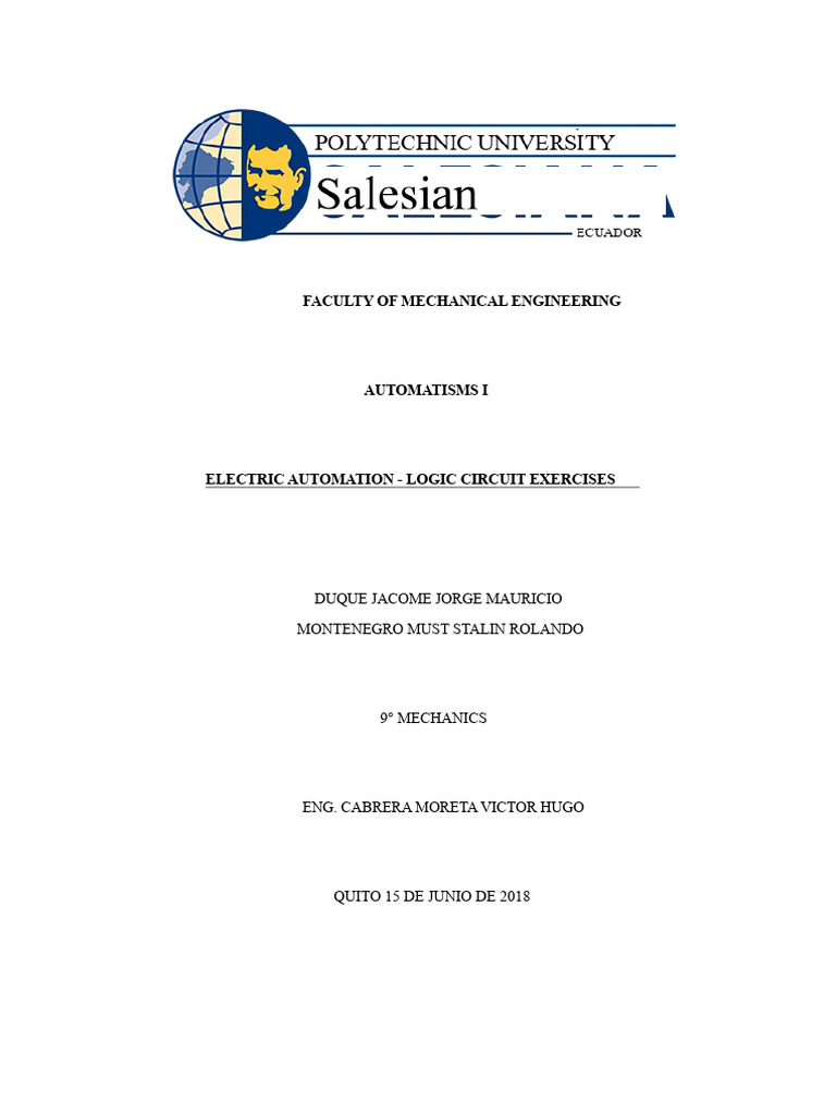 Electric Automation Logic Circuit Exercises | PDF | Traffic Light ...