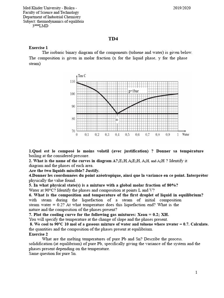 Thermodynamics of Equilibria Exercises | PDF | Phase (Matter ...