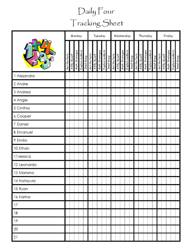 Daily 4 Record Sheet | PDF